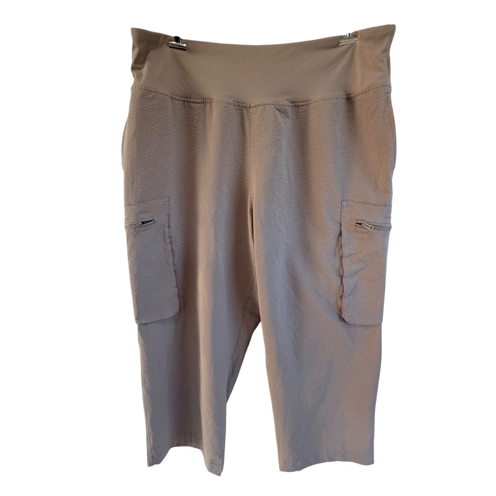 Sage Collective Cargo Crop Pants Womens XL Tan Stretch Textured Minimalist